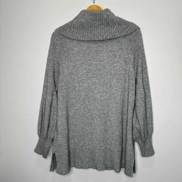 Anthropologie Cowl Neck Sweater Size Large Petite Gray‎ Relaxed Cozy Minimalist - Picture 7 of 12